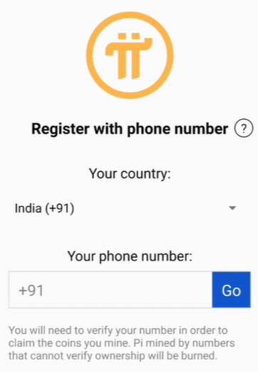 Enter Mobile Number in Pi App