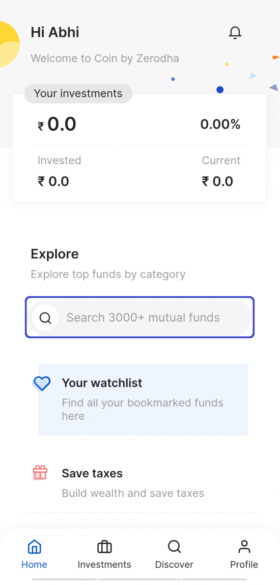 Search Mutual Funds In Coin App